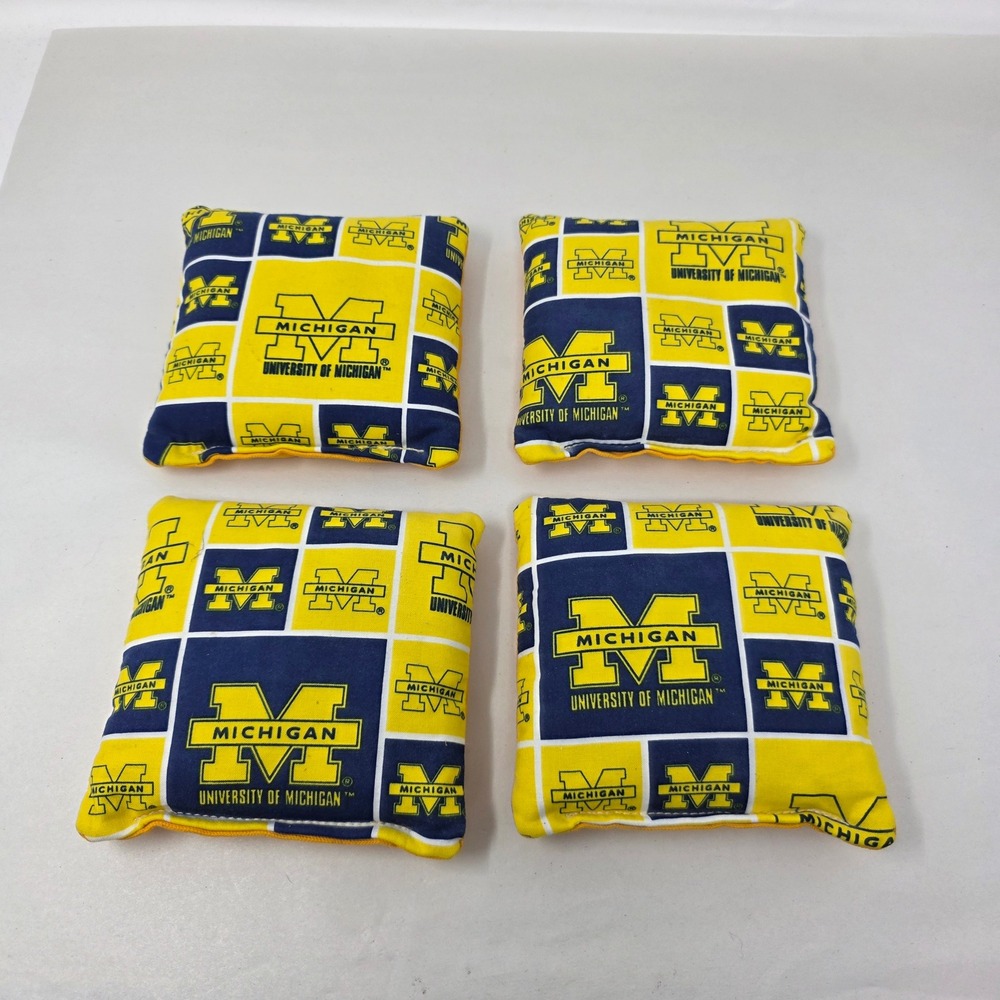 University of Michigan Cornhole Bean Bags Set of 4 Maize Blue NCAA Tailgate Good